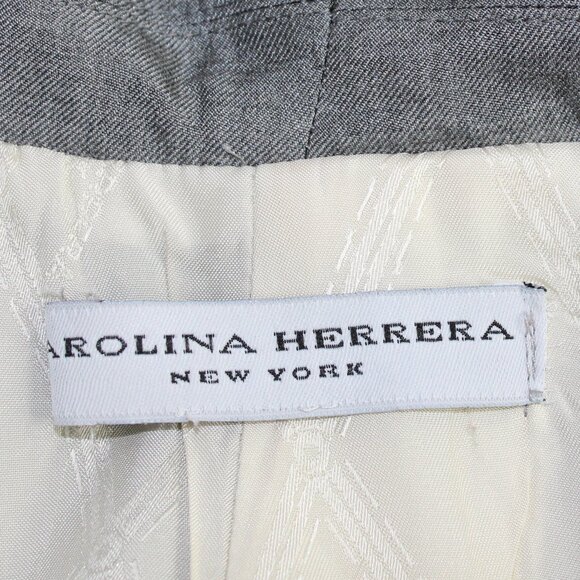 Carolina Herrera Fitted Gray Peaked Lapel Tulip Flared Cuff  Blazer Size Small - Picture 4 of 11